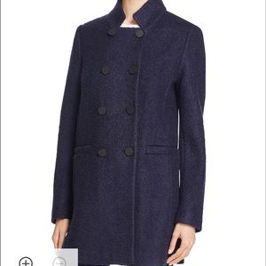 T Tahari Harper Double Breasted Front Coat Navy